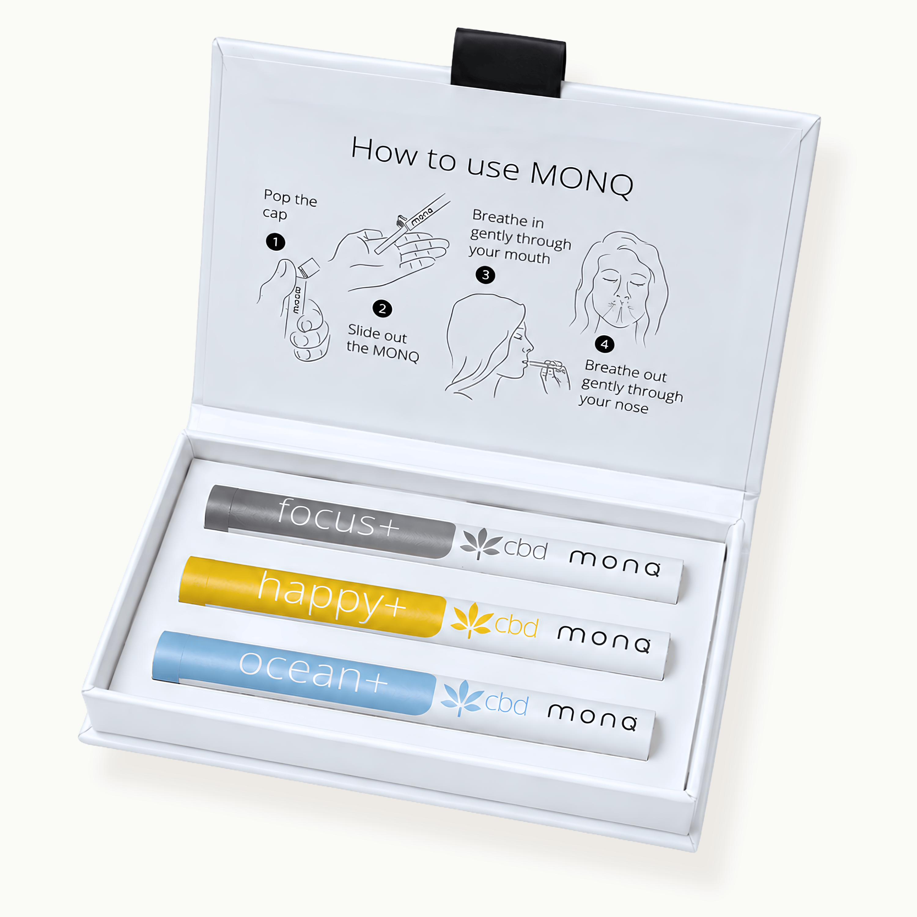MONQ Aromatherapy Diffuser Set Focus+, Happy+, Ocean+ CBD 3-Pack